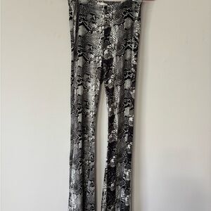 Snakeskin Print Flared Pants